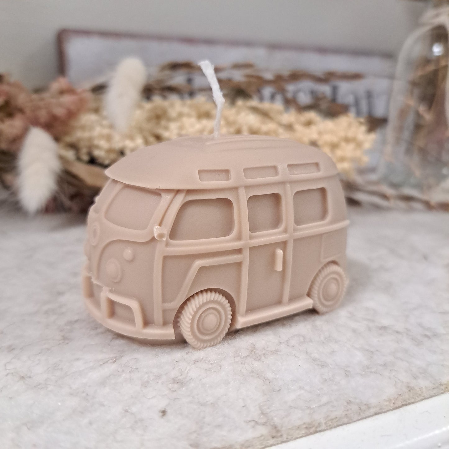 Kerze "VW Bulli", 5x7,5cm, 100% Rapswachs, PERSONALISIERBAR