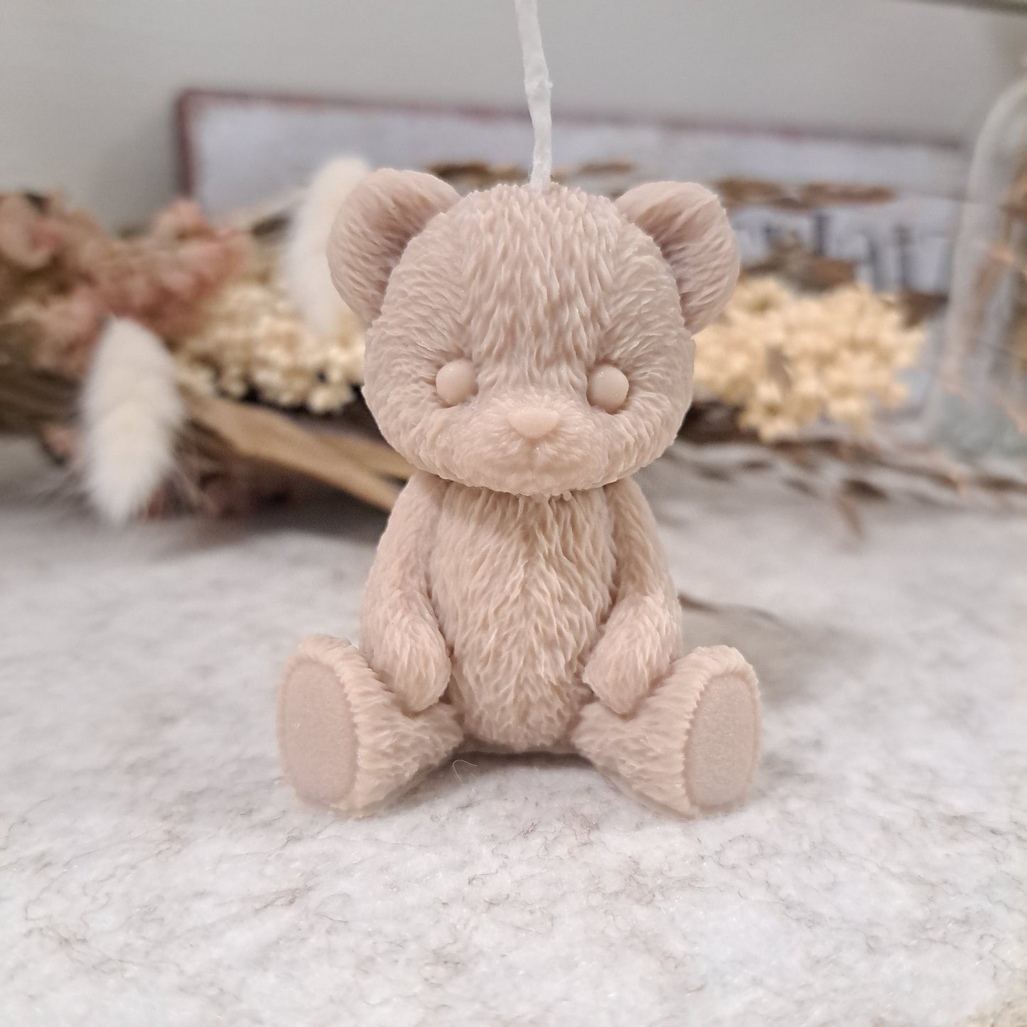 Teddybär Kerze, 6x5cm, 100% Rapswachs, PERSONALISIERBAR