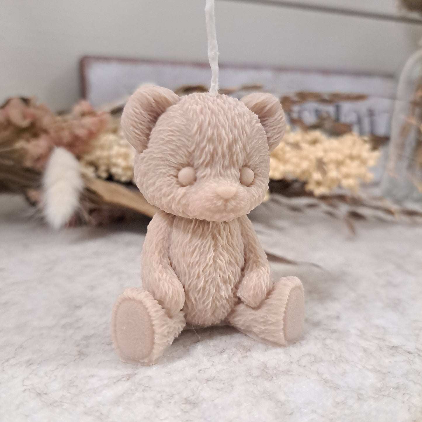 Teddybär Kerze, 6x5cm, 100% Rapswachs, PERSONALISIERBAR