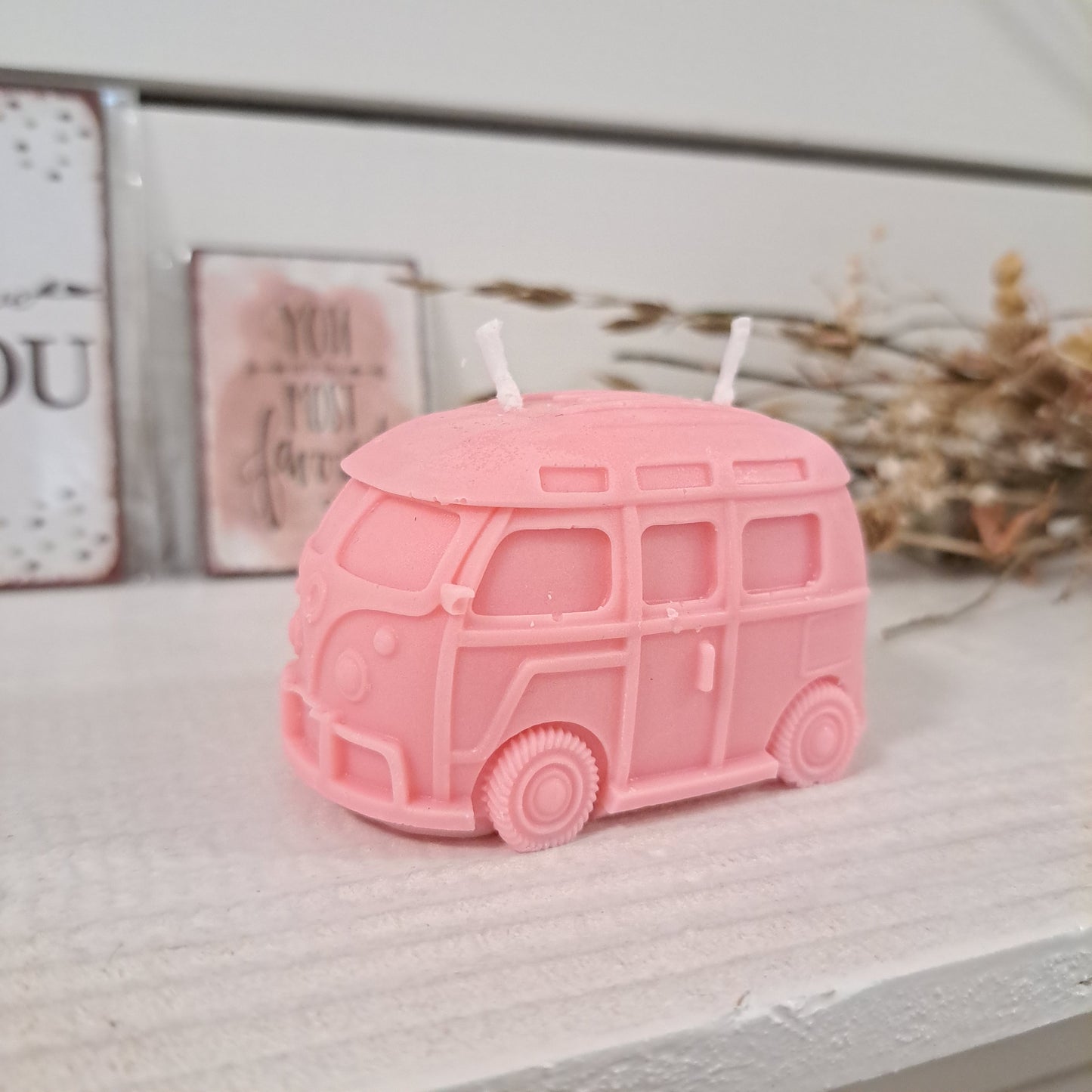 Kerze "VW Bulli", 5x7,5cm, 100% Rapswachs, PERSONALISIERBAR