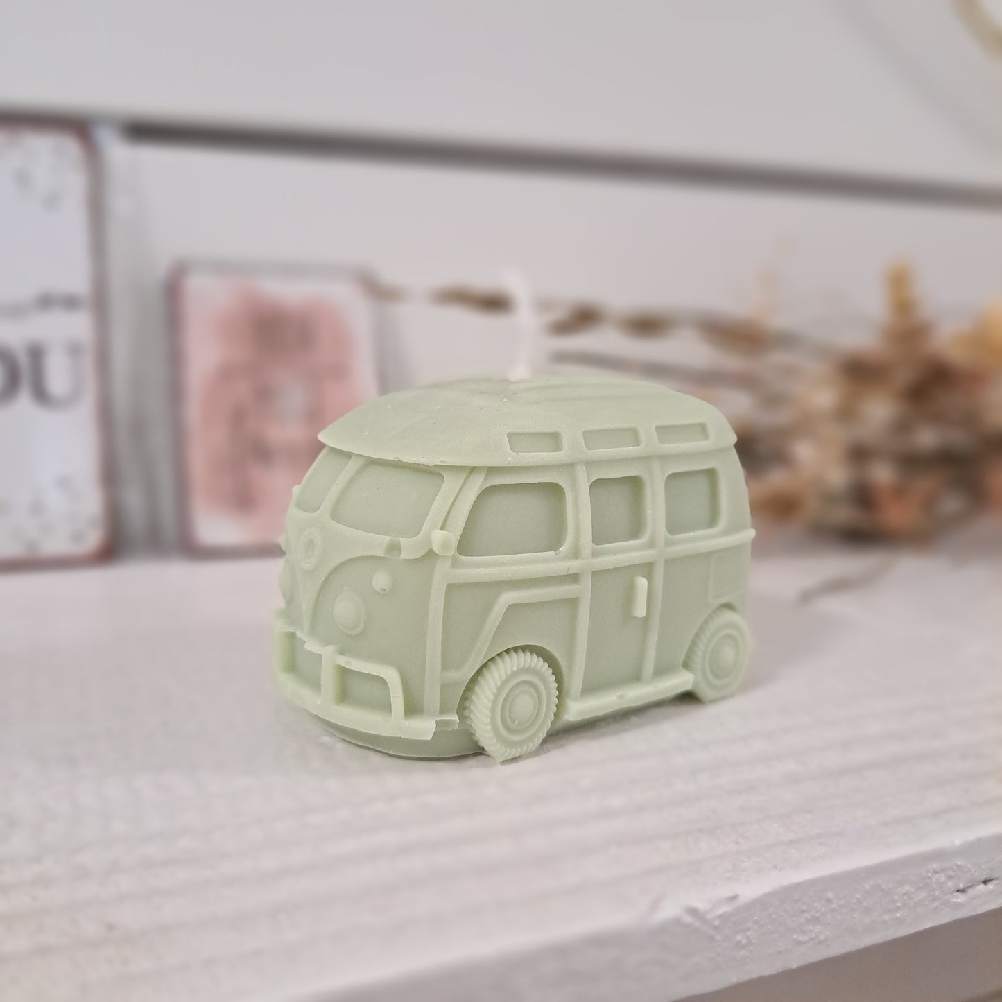 Kerze "VW Bulli", 5x7,5cm, 100% Rapswachs, PERSONALISIERBAR