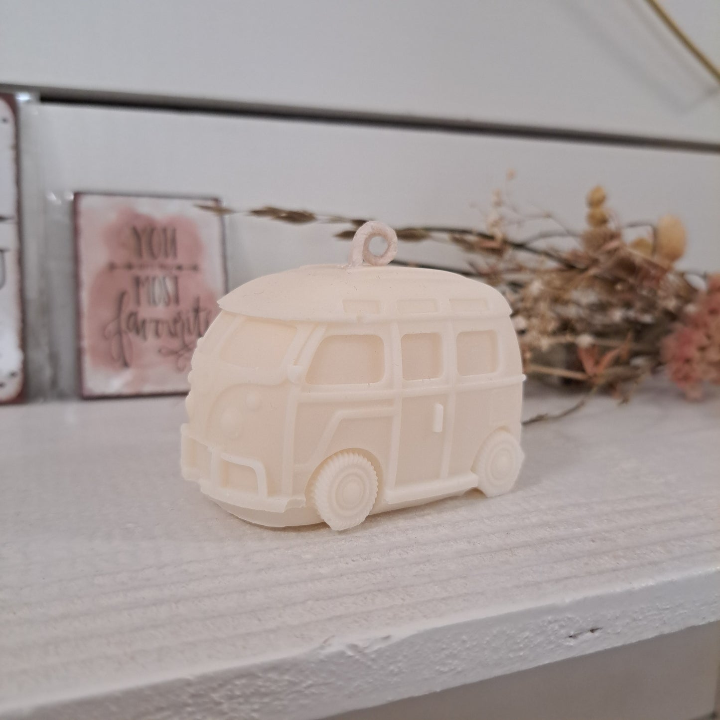 Kerze "VW Bulli", 5x7,5cm, 100% Rapswachs, PERSONALISIERBAR