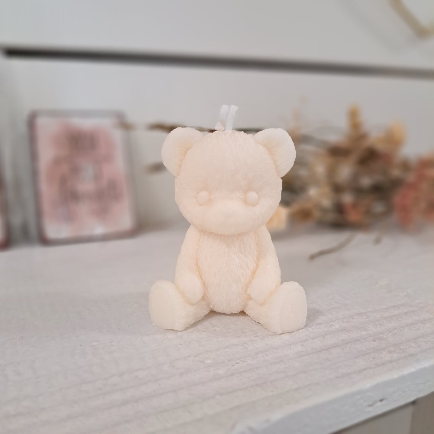 Teddybär Kerze, 6x5cm, 100% Rapswachs, PERSONALISIERBAR