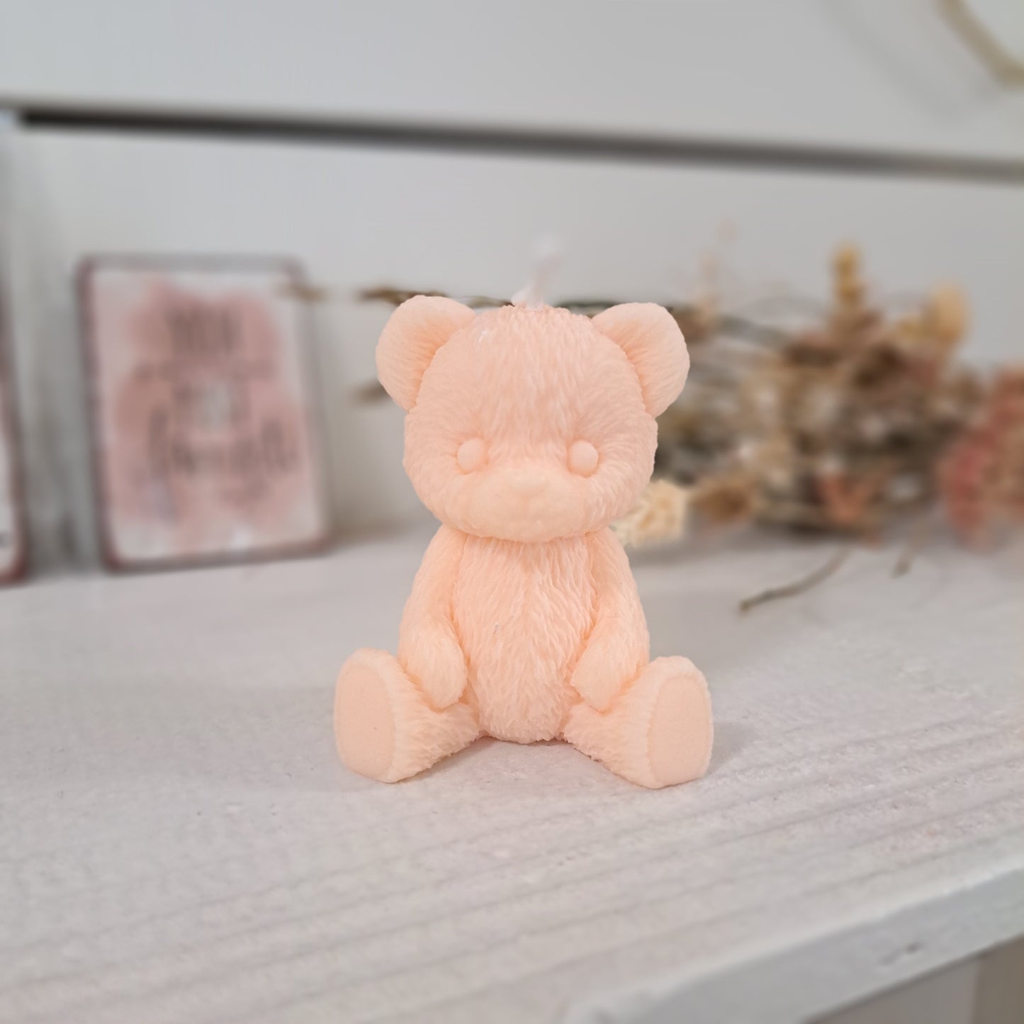 Teddybär Kerze, 6x5cm, 100% Rapswachs, PERSONALISIERBAR