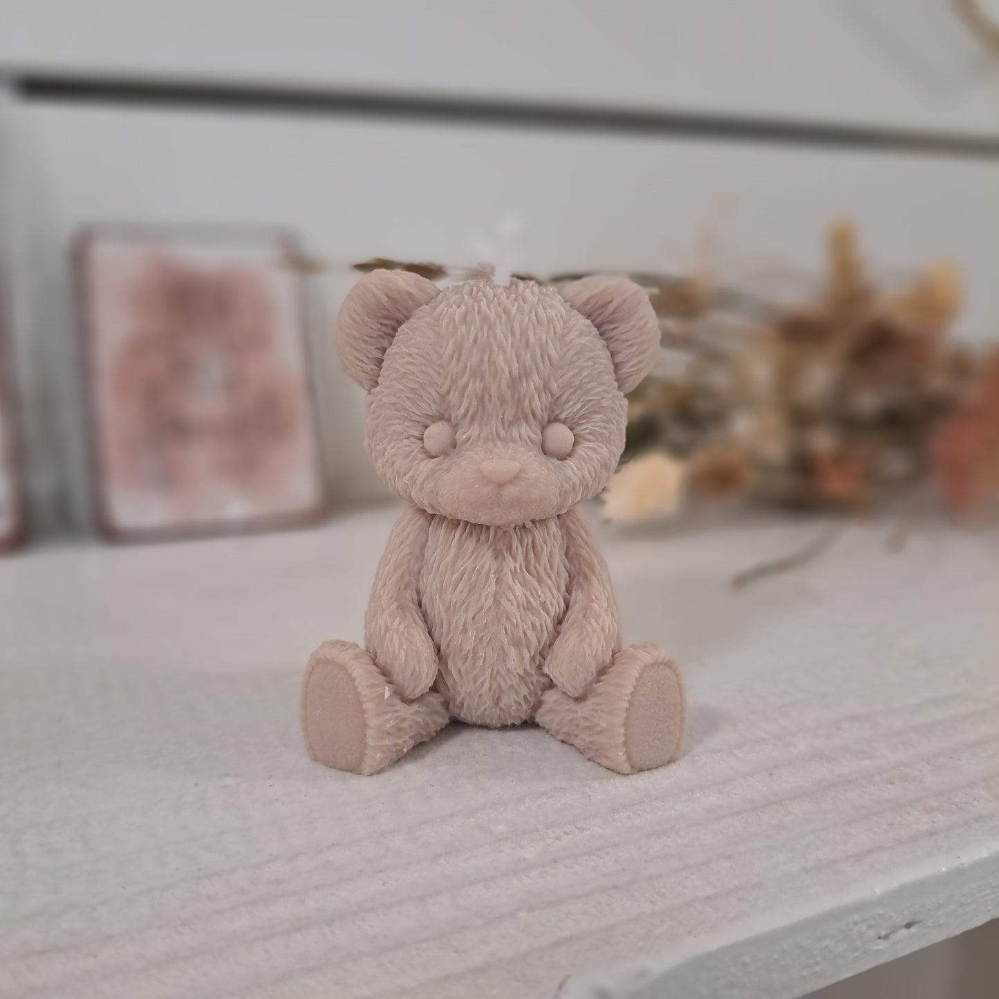 Teddybär Kerze, 6x5cm, 100% Rapswachs, PERSONALISIERBAR