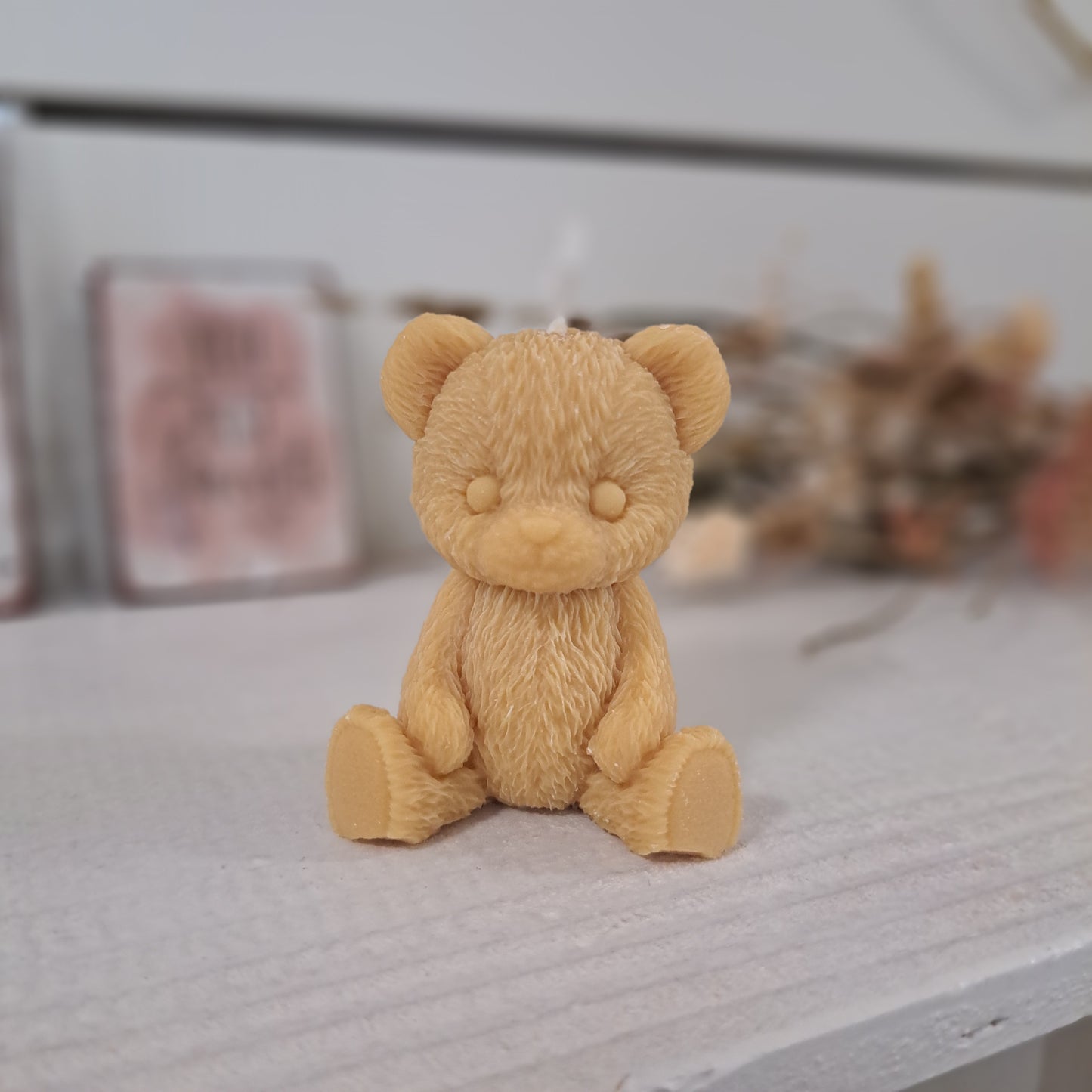Teddybär Kerze, 6x5cm, 100% Rapswachs, PERSONALISIERBAR
