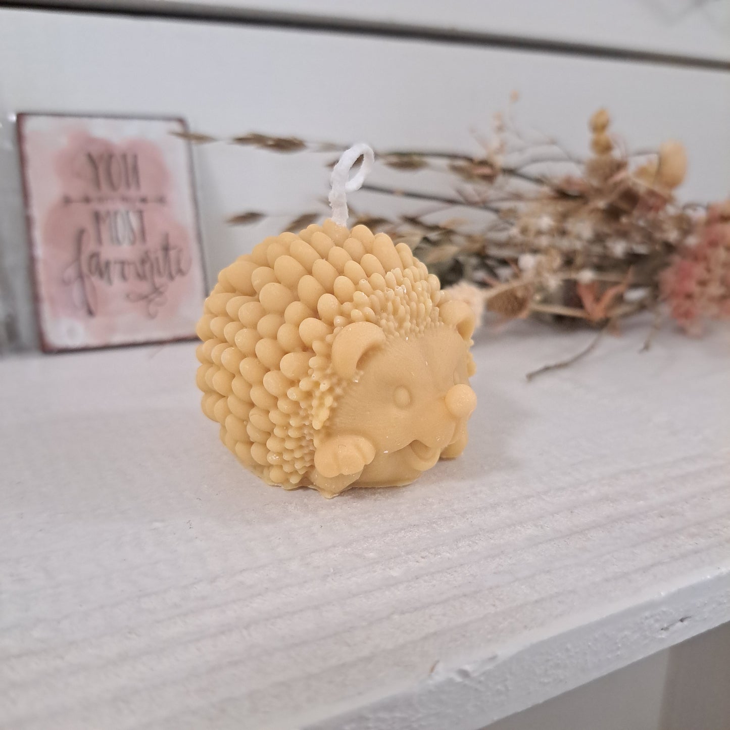 Kerze "Igel", 6x4,5cm, 100% Rapswachs, PERSONALISIERBAR