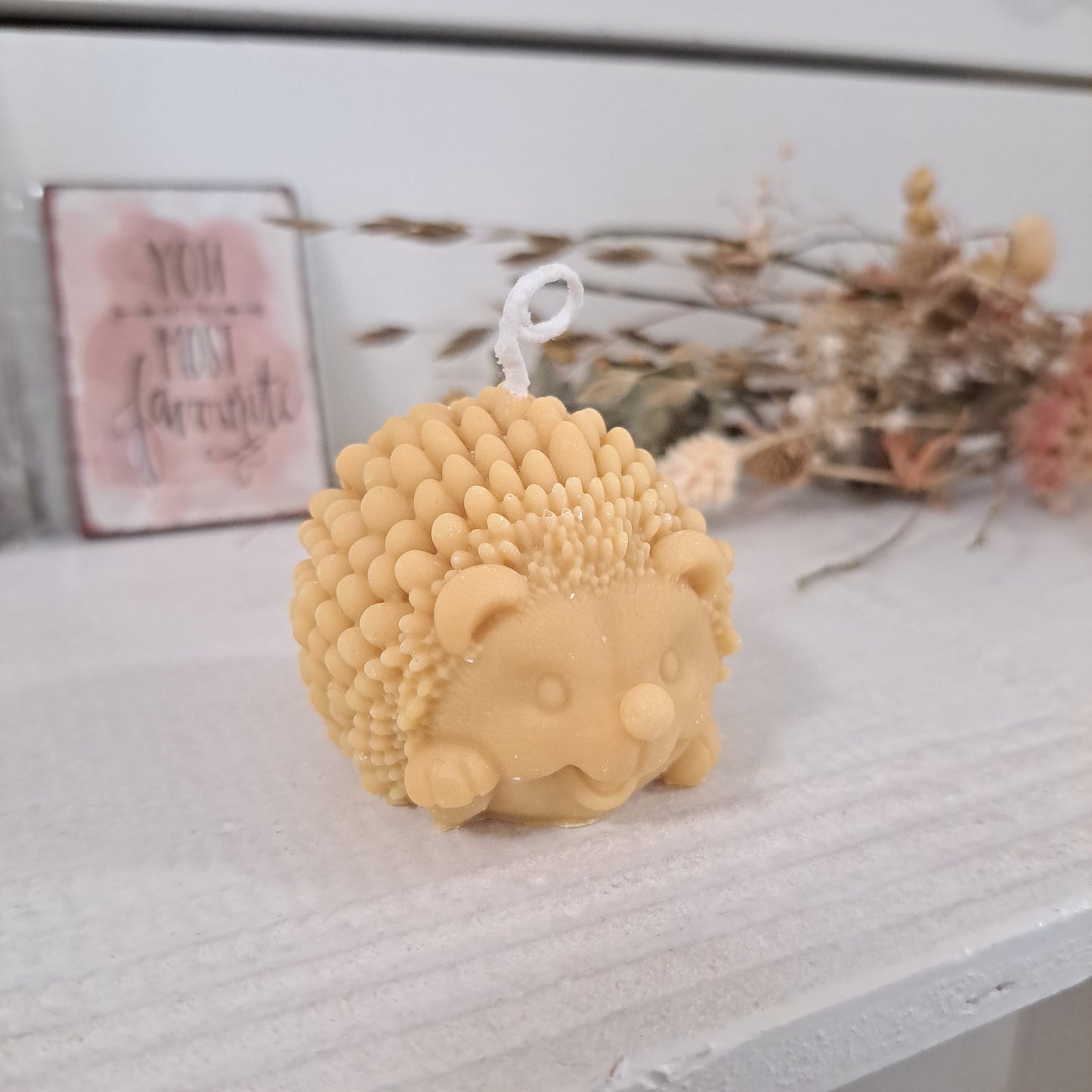 Kerze "Igel", 6x4,5cm, 100% Rapswachs, PERSONALISIERBAR