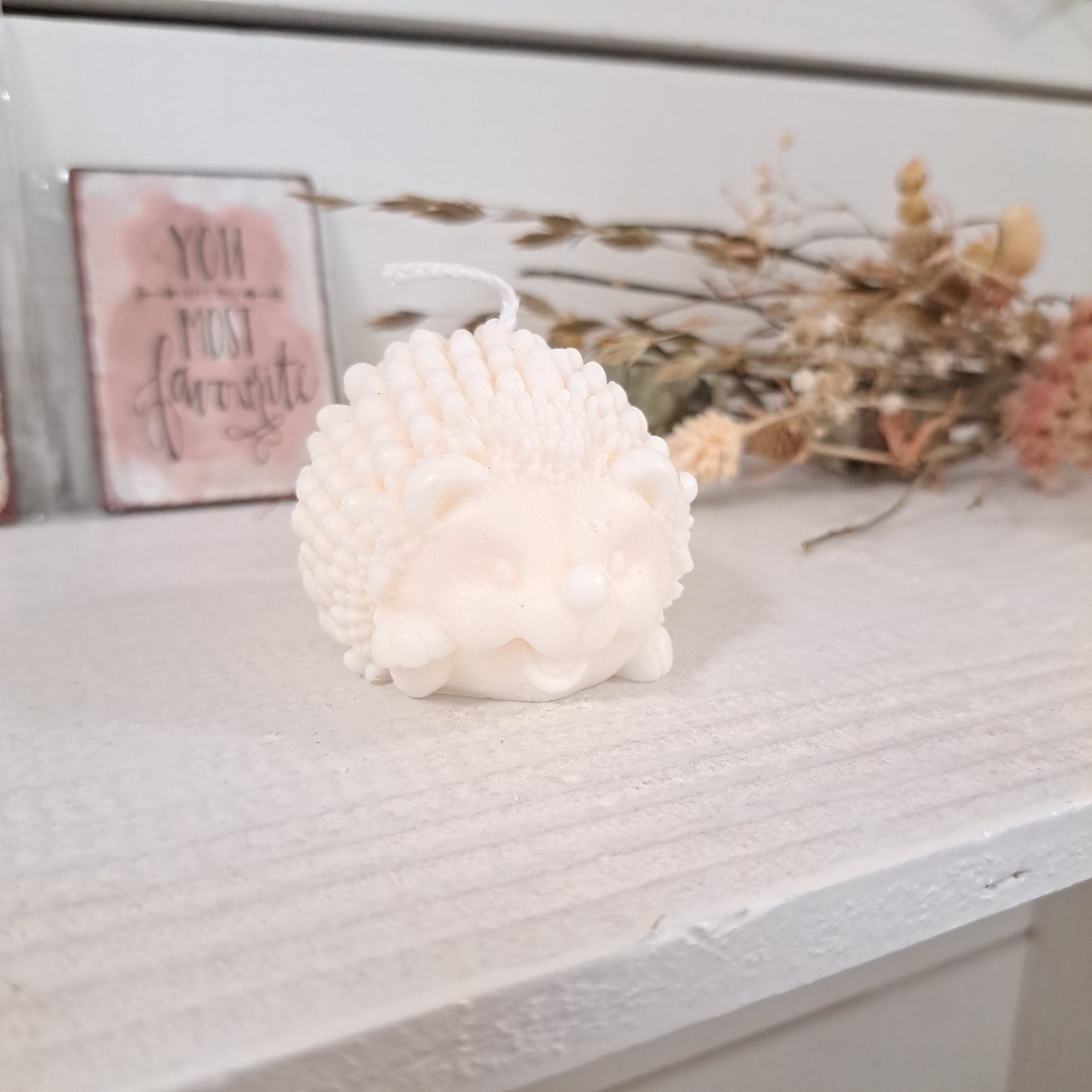Kerze "Igel", 6x4,5cm, 100% Rapswachs, PERSONALISIERBAR