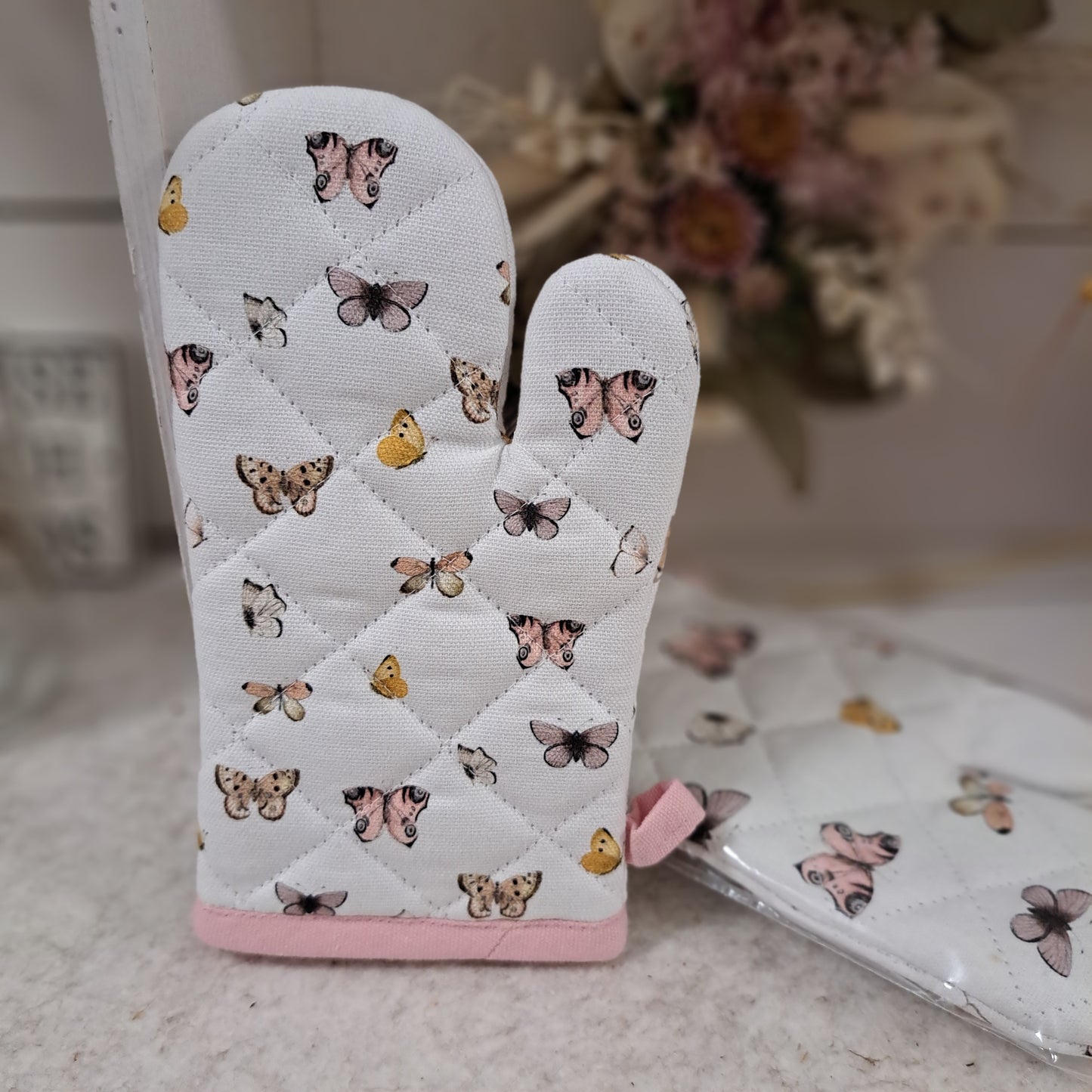 Kinder-Ofenhandschuh "Schmetterling" 100% Baumwolle