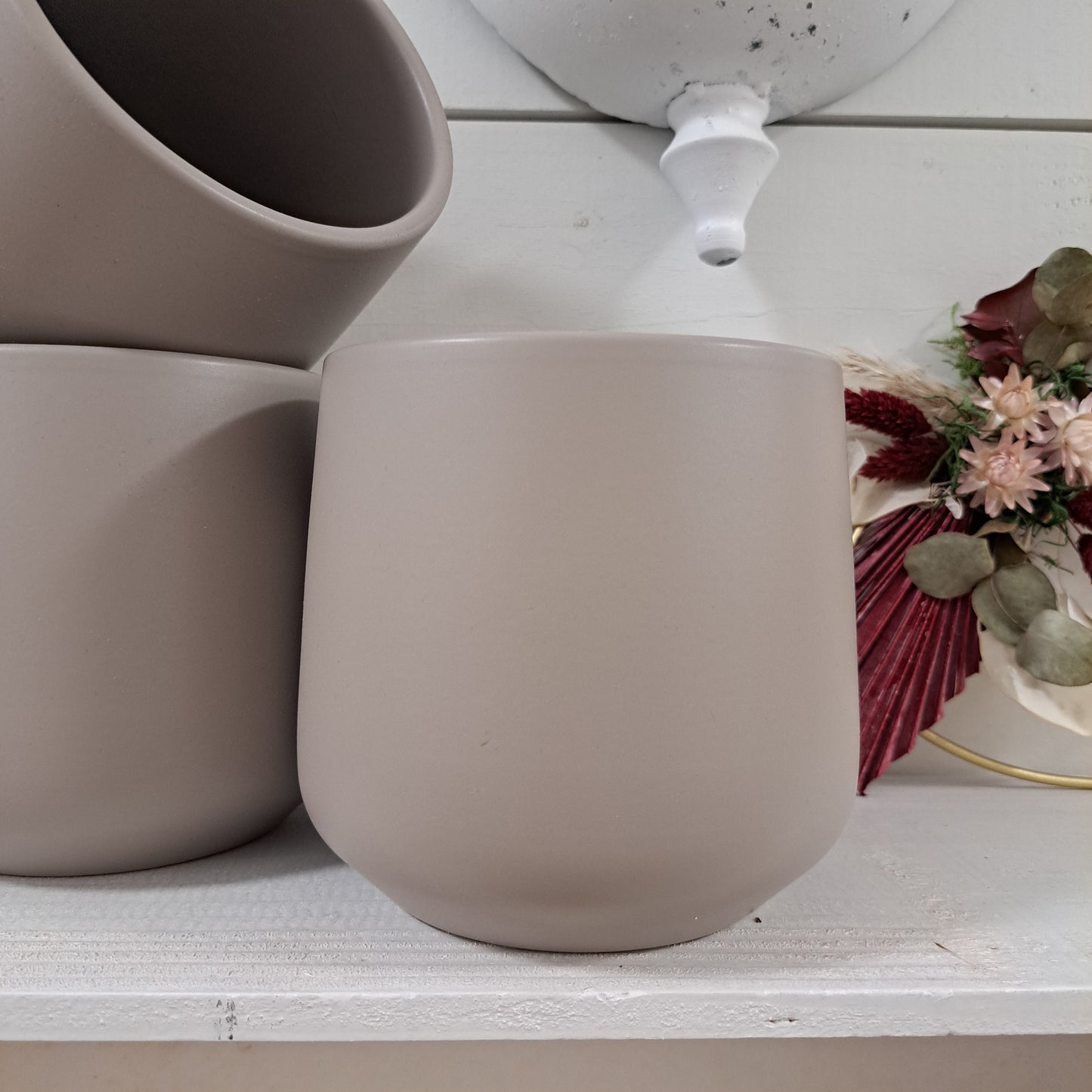 Keramik Übertopf Pflanztopf Taupe oder Rosé