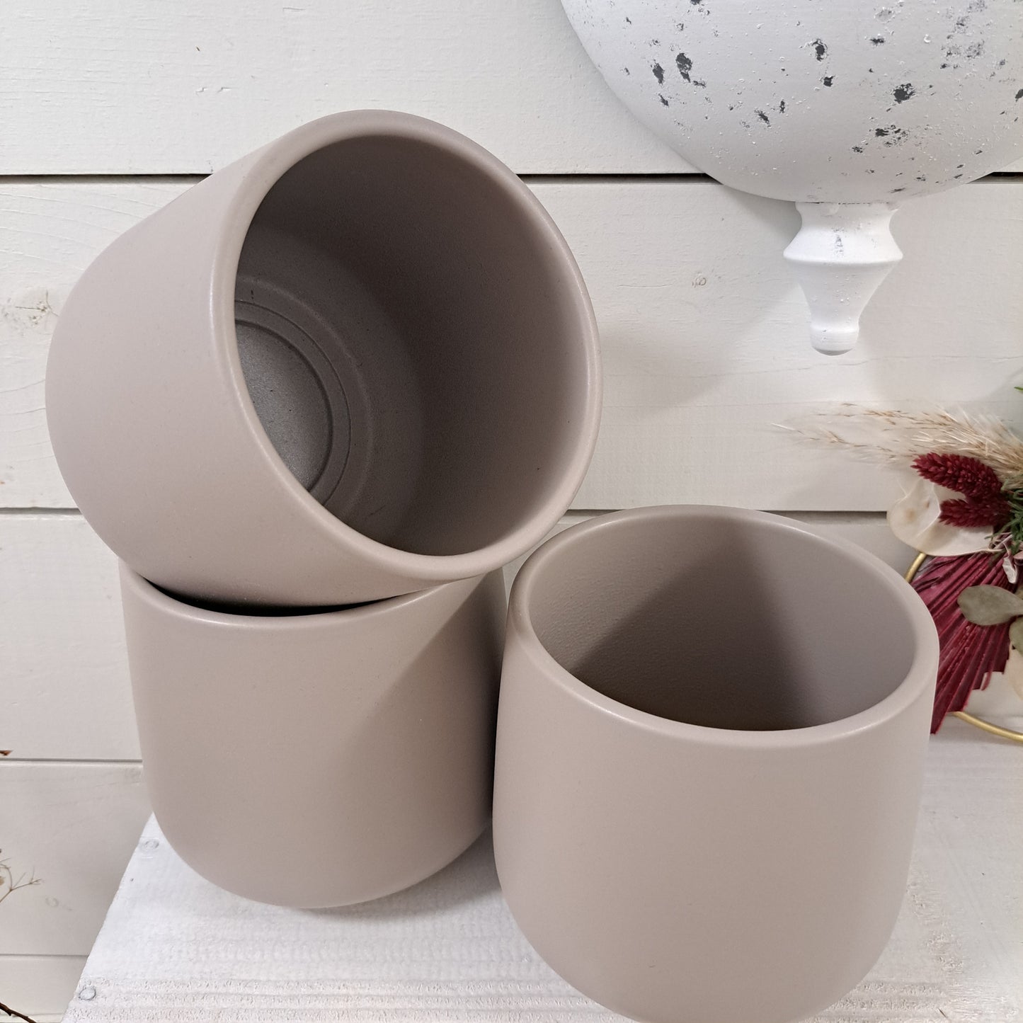 Keramik Übertopf Pflanztopf Taupe oder Rosé