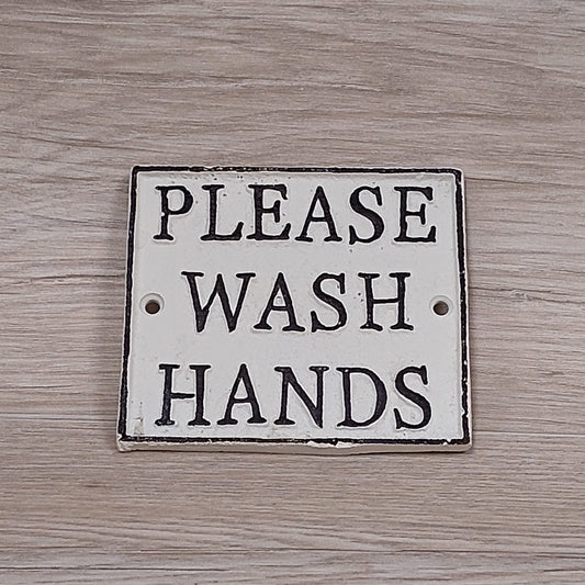 Kleines Hinweisschild "Please wash hands" 11*10cm schwer