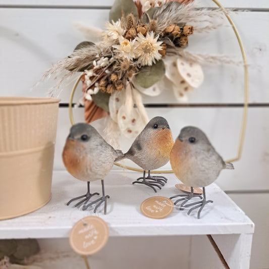 Vogle Ruby, 2 variantes, oiseau, 9*6*9 cm, résine synthétique, gris, orange clair, blanc