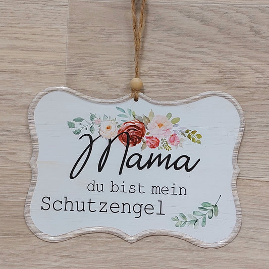 Vintage Schild "Mama, du bist mein Schutzengel" 25*1*18cm Blech