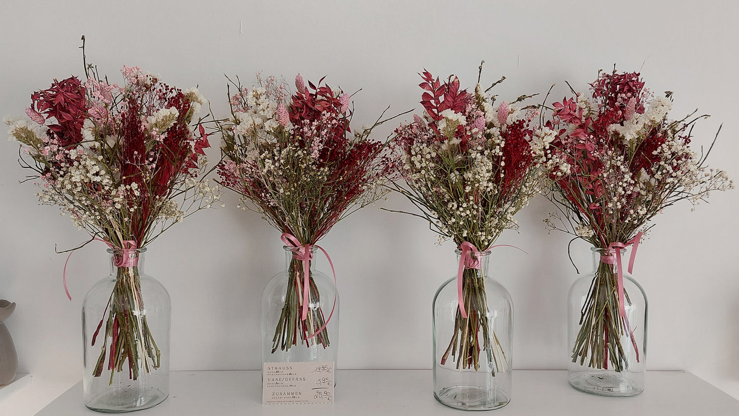 Trockenblumen-Strauß, rund gebunden. Größe M: Stiellänge circa 35cm